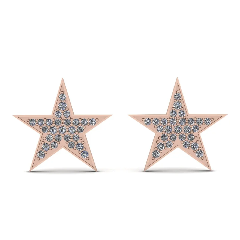 women’s elegant stud earrings-Star Stud Diamond Earrings - Star No. 2