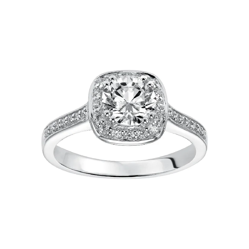 solitaire engagement rings with large diamonds-Diamond Halo Semi Mount Ring