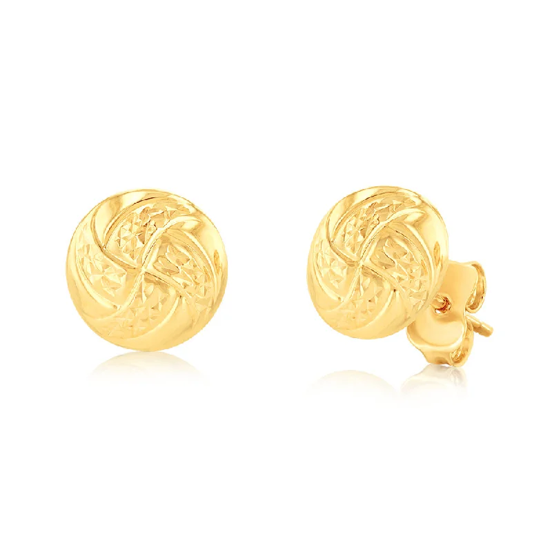 women’s delicate earrings-9ct Yellow Gold Textured Stud Earrings