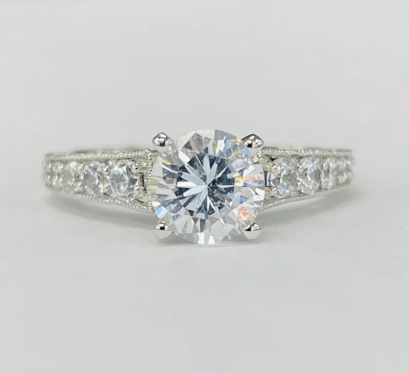 engagement rings with vintage cuts-Romance - Vintage Inspired Detailed Cathedral Setting