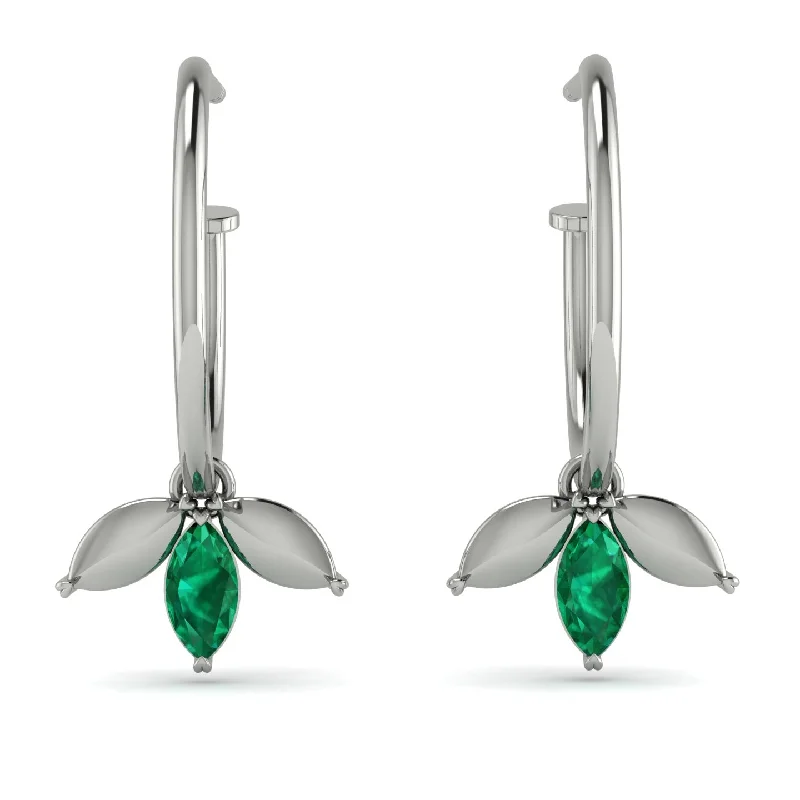 women’s precious crystal earrings-Leaves Emerald Earrings - Anika No. 6