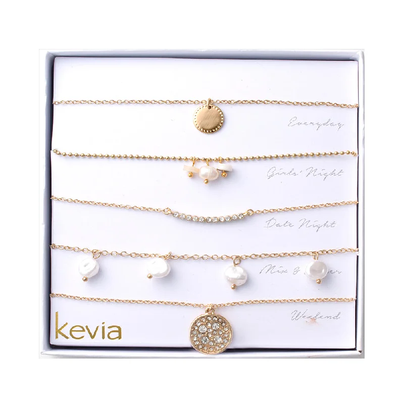 women’s multi-gemstone pendant necklaces-Pearl Cluster Necklace Set