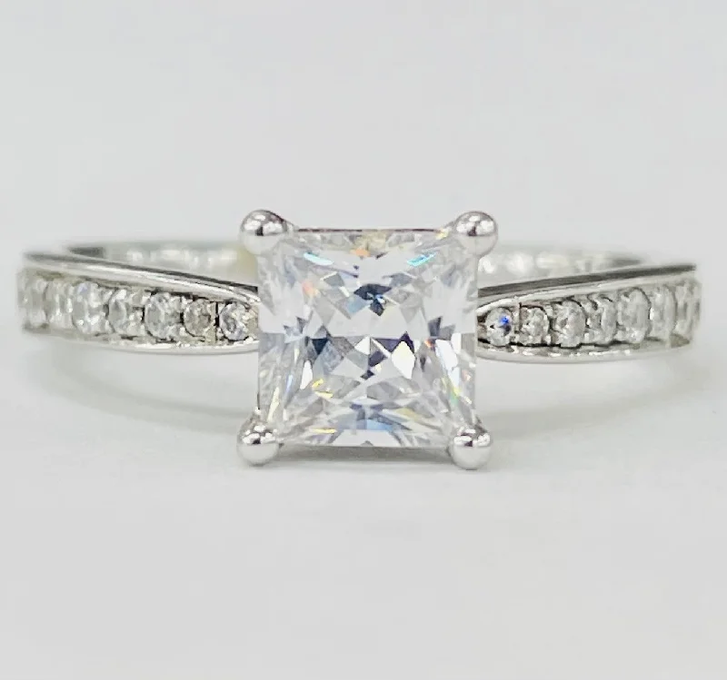 engagement rings with colored gems-Romance - Clasic Channel Set Tapered Diamond Setting