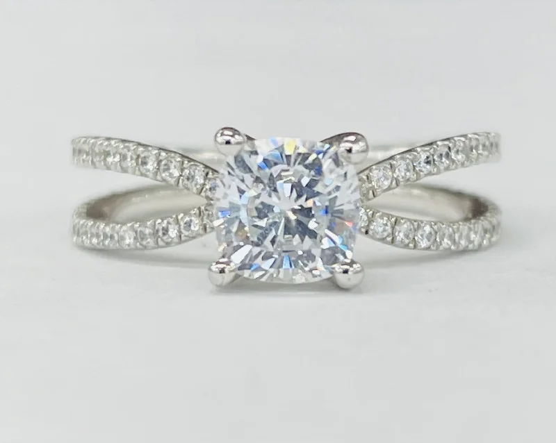 engagement rings with fancy diamonds-Romance - Petite Split Shank Daimond Setting