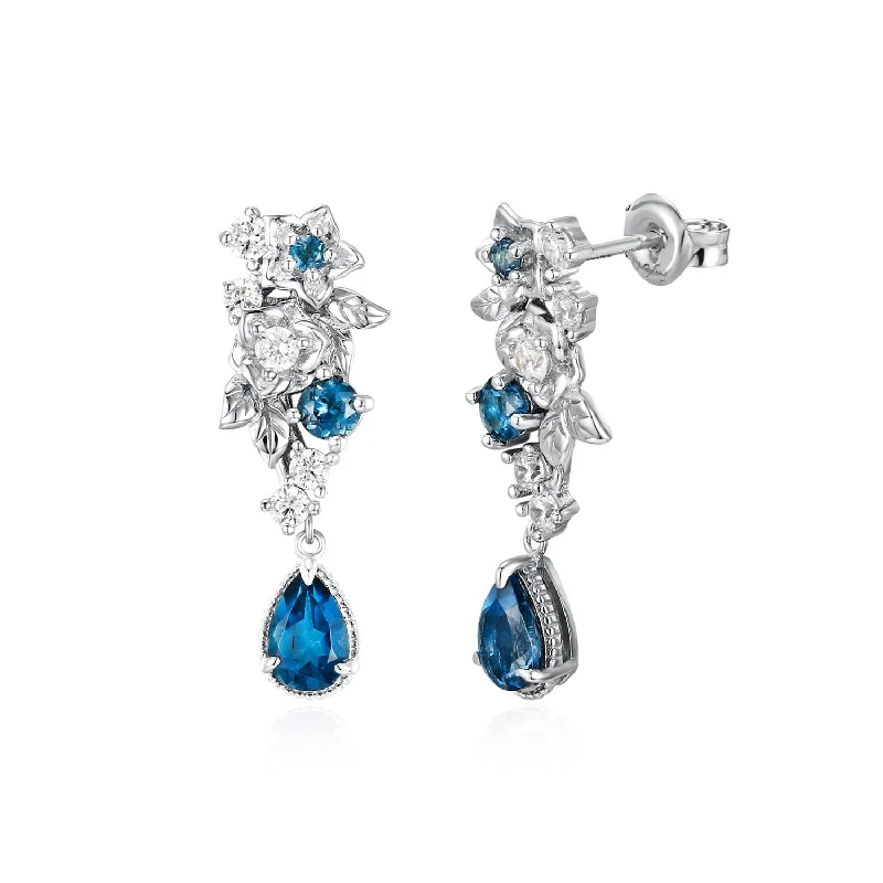 women’s twisted hoop earrings-Midnight Veil London Blue Topaz Earrings