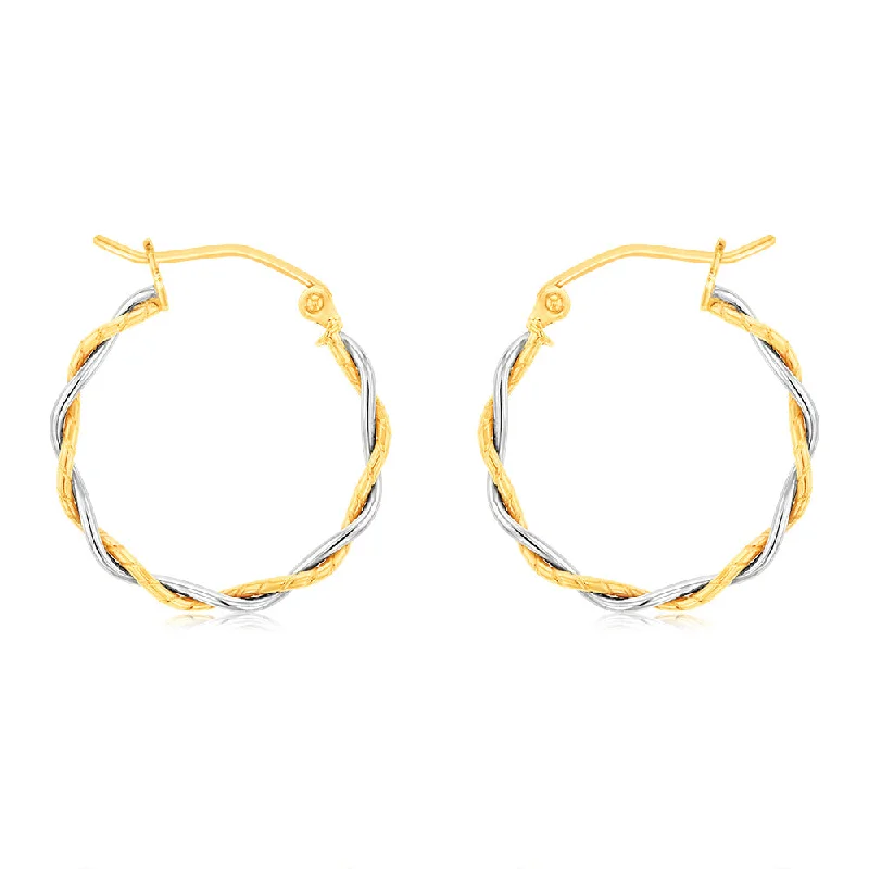 women’s jade earrings-9ct Two Toned Silverfilled Twisted Hoop Earrings