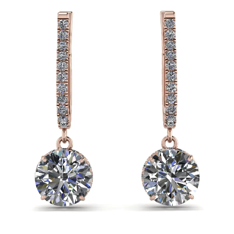 women’s romantic earrings-Diamond Dangle Earrings With Hidden Halo - Adaline No. 2