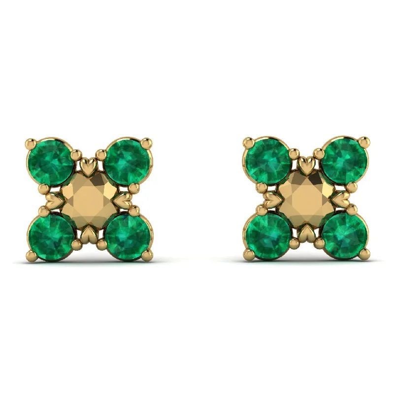 women’s shining silver earrings-GeometricEmerald Earrings Golden Diamond - Jayda No. 4