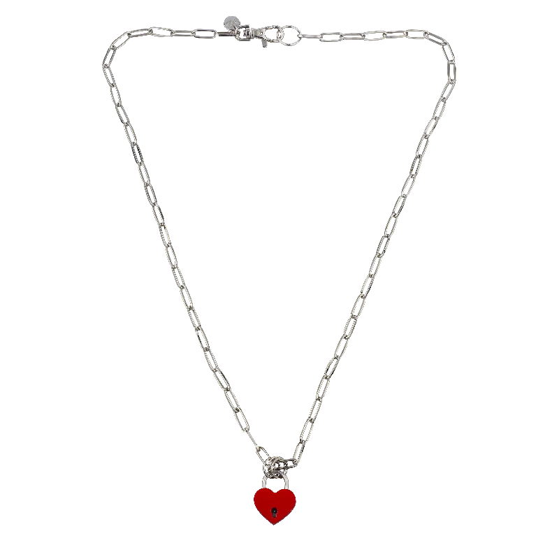 women’s geometric gold pendant necklaces-RED LIP HEART CHOKER