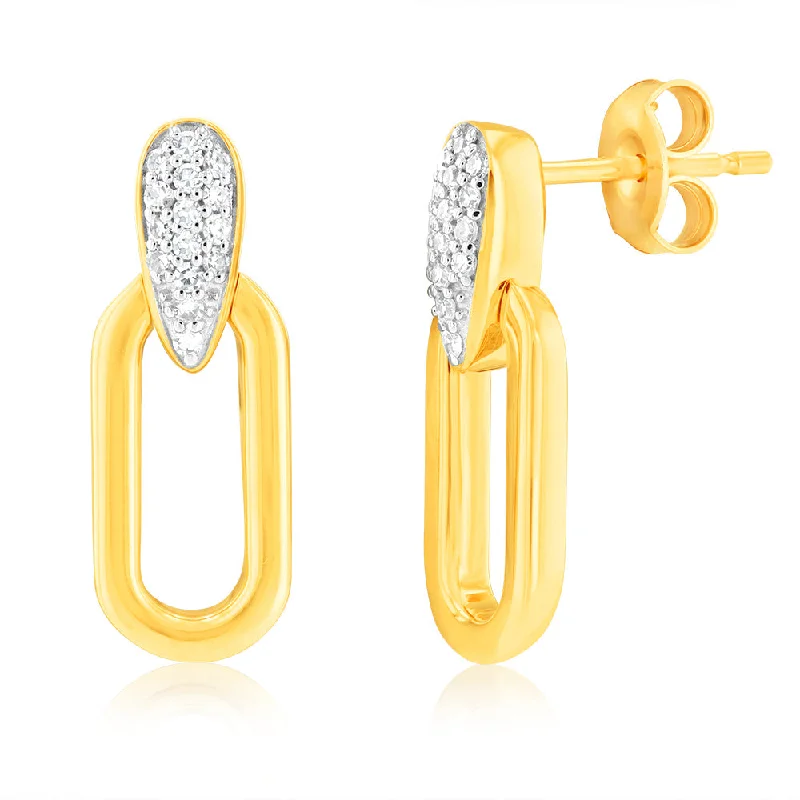 women’s chandelier earrings-Luminesce lab Grown 1/6 Carat Drop Earrings in 9ct Yellow Gold