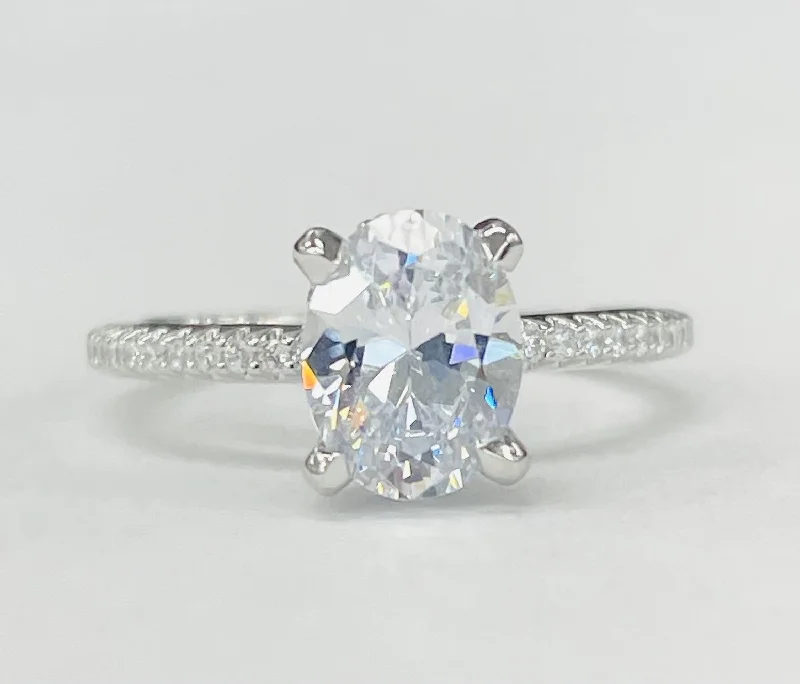 modern engagement rings with diamonds-Romance - Pave Diamond Solitare Setting