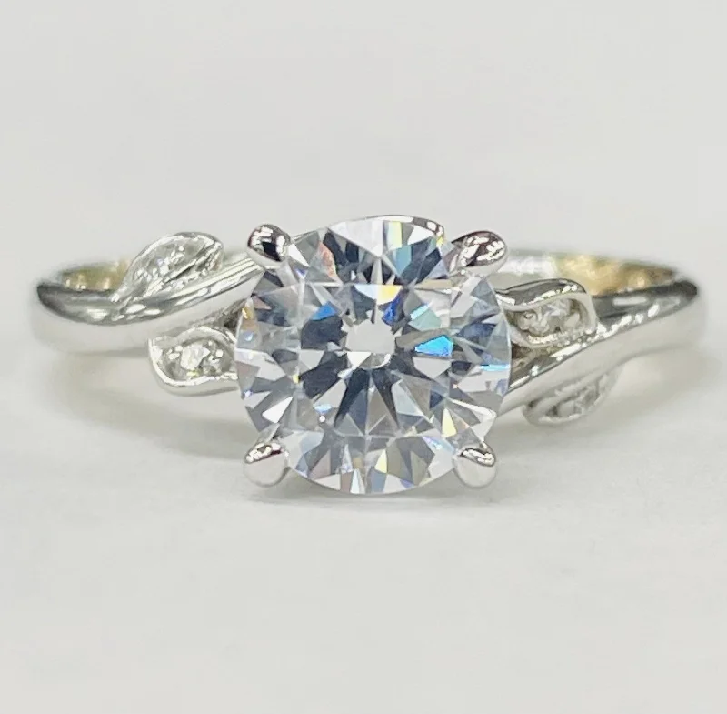 three stone engagement rings-ArtCarved - Two Toned Nature Diamond Setting