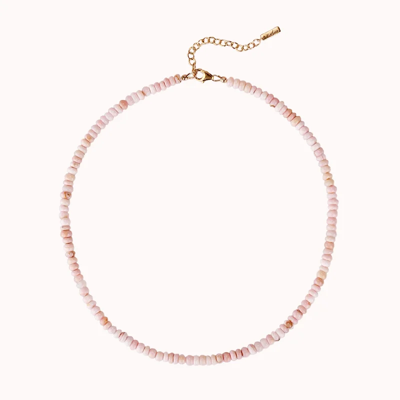 women’s lace necklace designs-Pink Opal Beaded Necklace