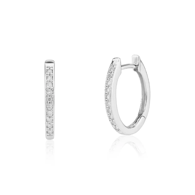 women’s sparkling hoop drop earrings-Oval Hoop Diamond Earrings