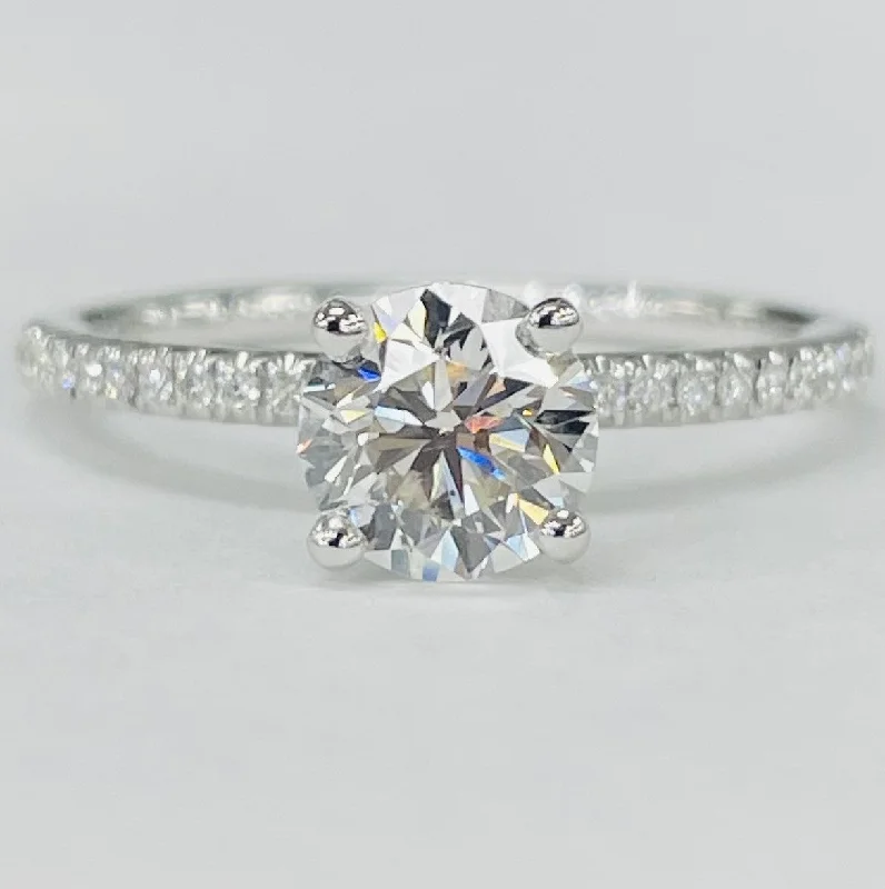 engagement rings with large diamonds-Tidewater Classic - White Gold 1CT Accented Solitaire