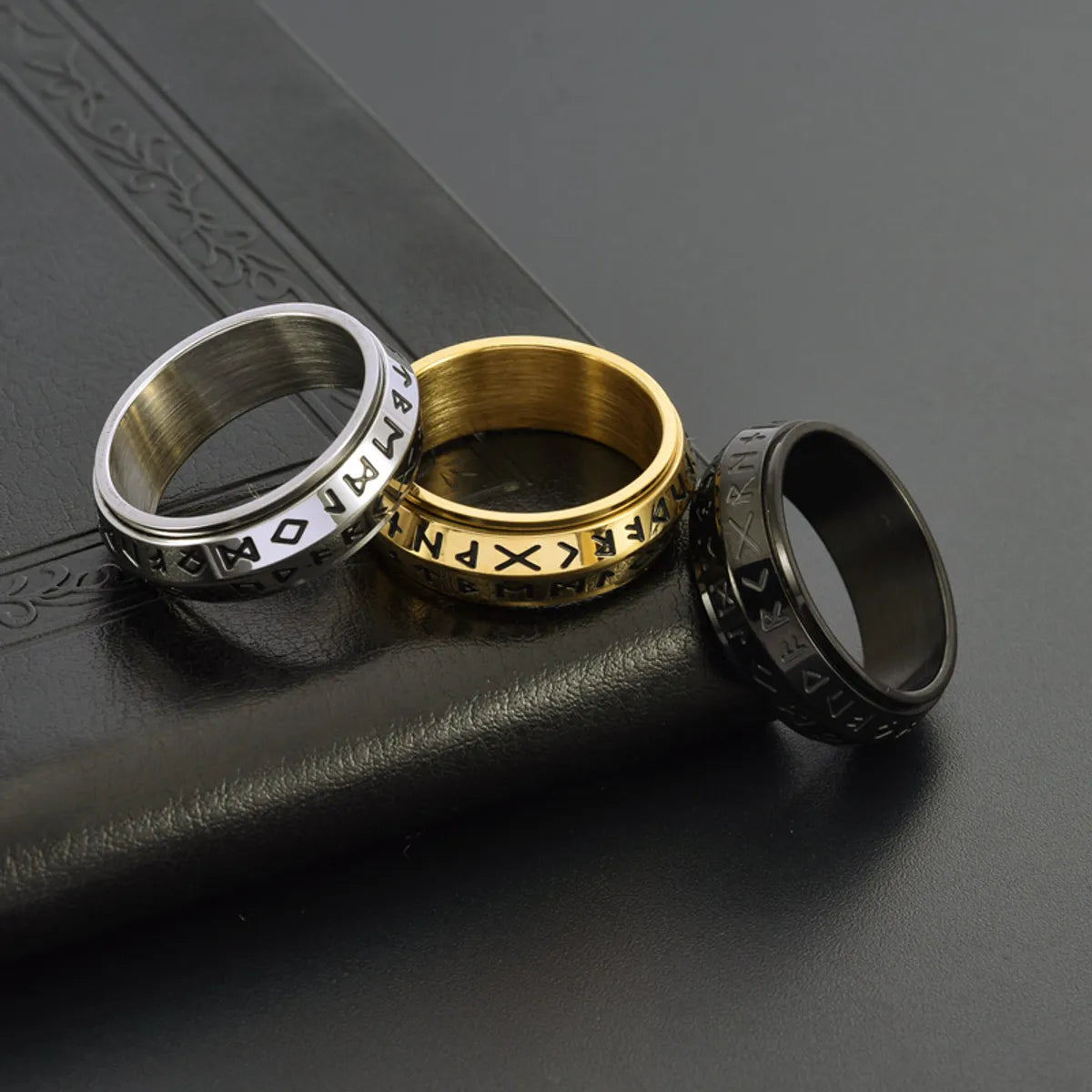 women’s colored stone rings-Commute Solid Color Titanium Steel Stoving Varnish Men'S Rings