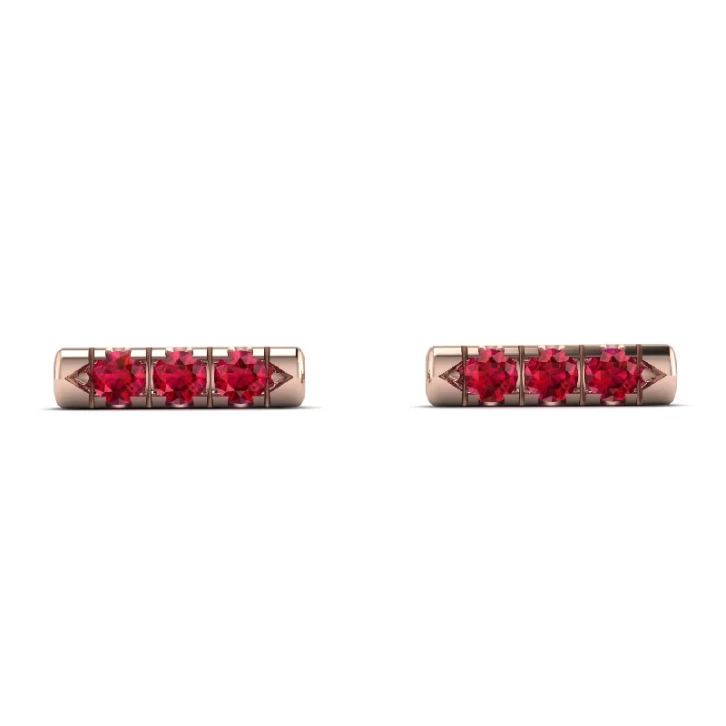 women’s celestial stud earrings-3 Rubys Stud Earrings - Mina No. 11