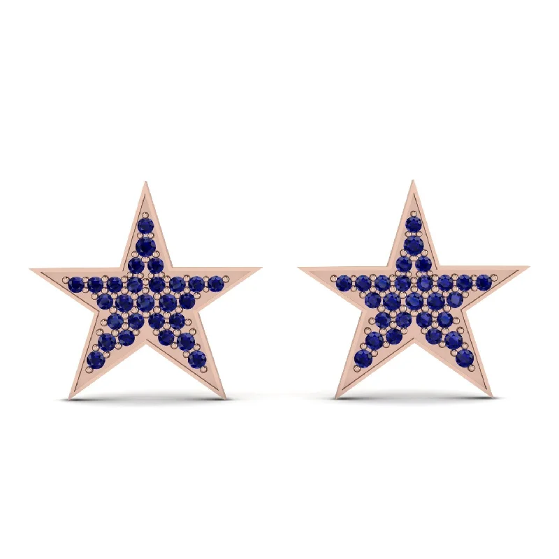 women’s refined hoop drop earrings-Star Stud Sapphire Earrings - Star No. 14