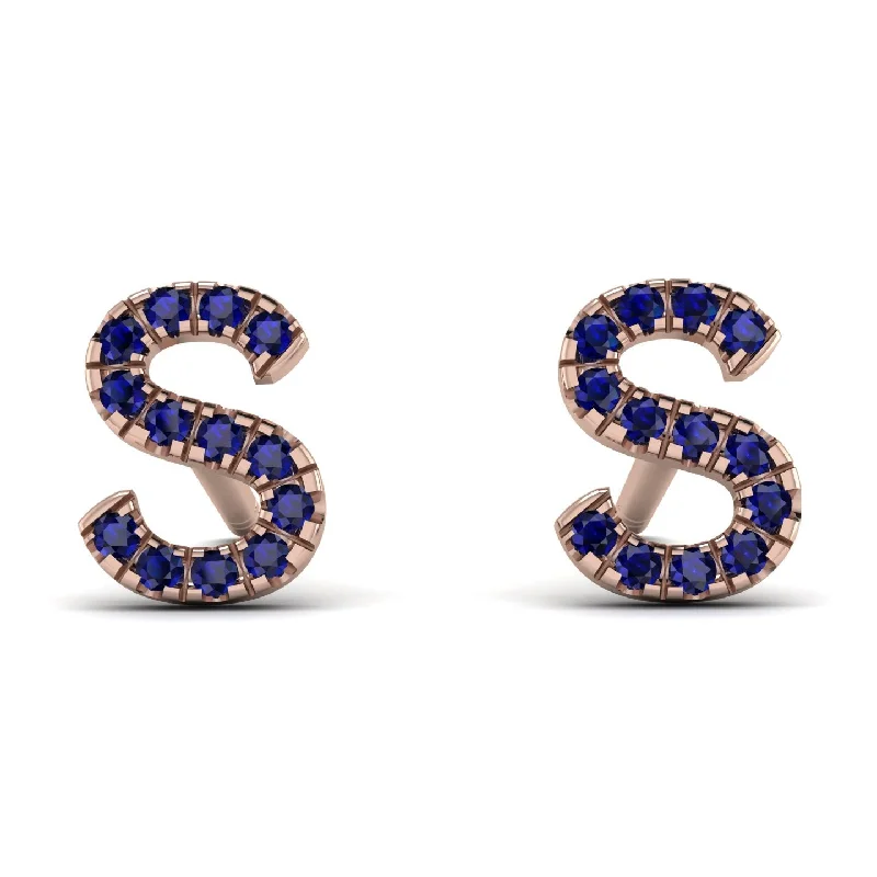 women’s artistic earrings-Personalised Initial Sapphire Earrings - Gloria No. 14