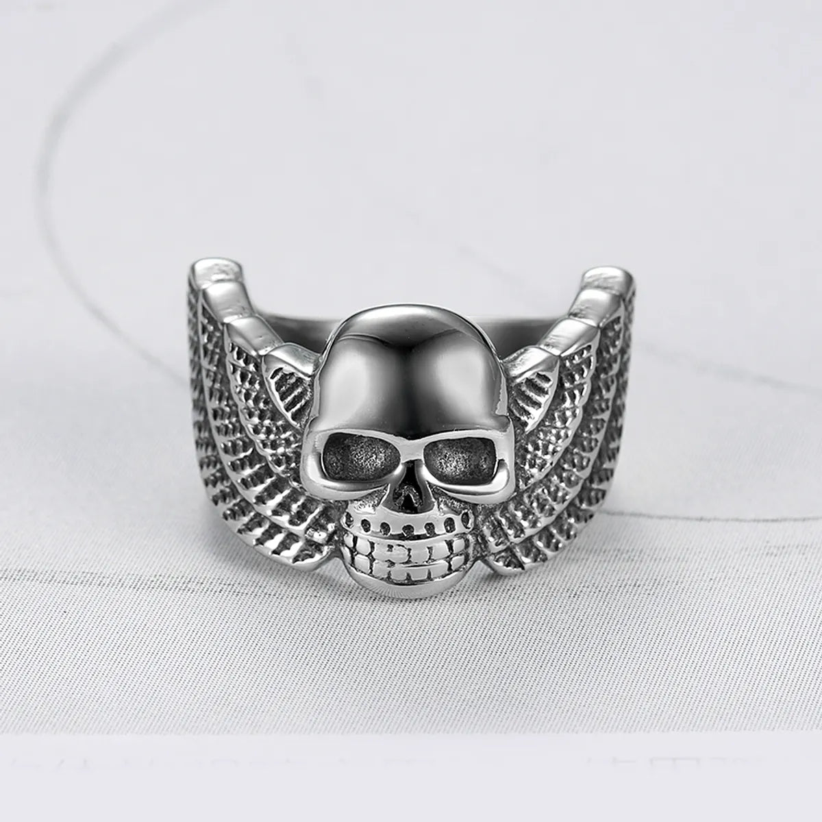 women’s sapphire rings with diamonds and rubies-Punk Skull 304 Stainless Steel Men'S Wide Band Rings