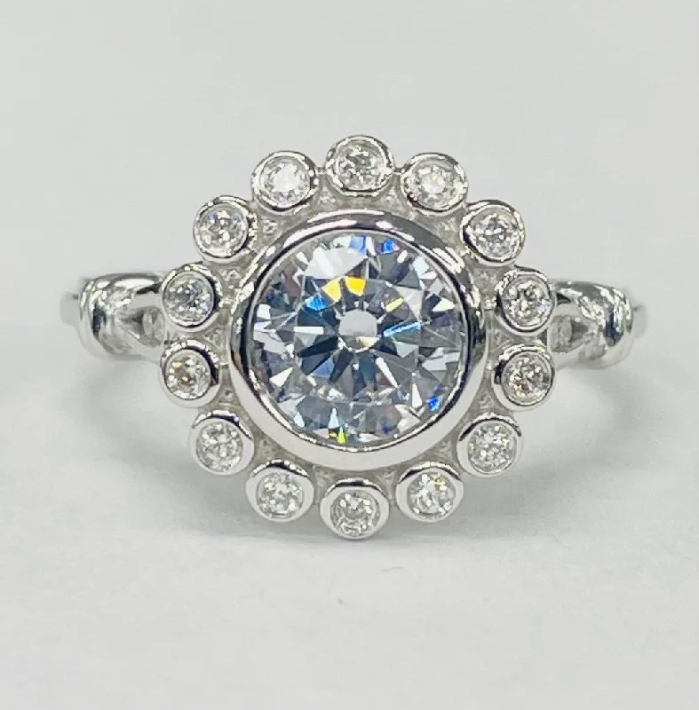 affordable diamond rings for engagement-Noam Carver -  Modern Halo Bezel Set Diamond Setting