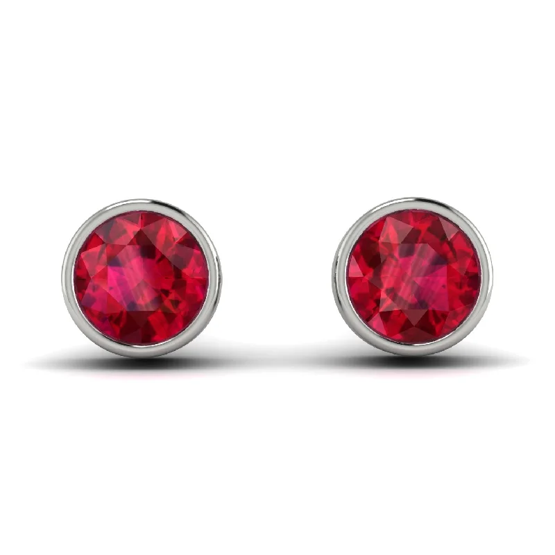 women’s oversized earrings-Bezel Stud Ruby Earrings - Royal No. 12