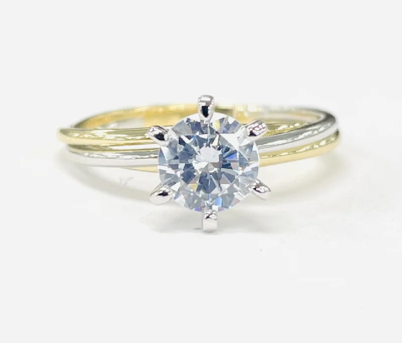 fancy gemstone engagement rings-Tidewater Classic Blend Semi-Mount White/Yellow