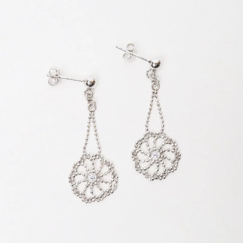 women’s hoop and stud earrings-Sterling Silver Sand Dollar with CZ Earrings