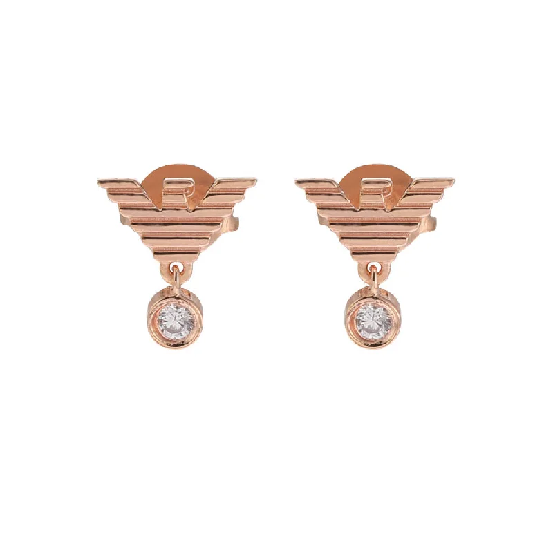 women’s dazzling stud earrings-Emporio Armani Rose Gold-Plated Sterling Silver CZ Key Basics Stud Earrings