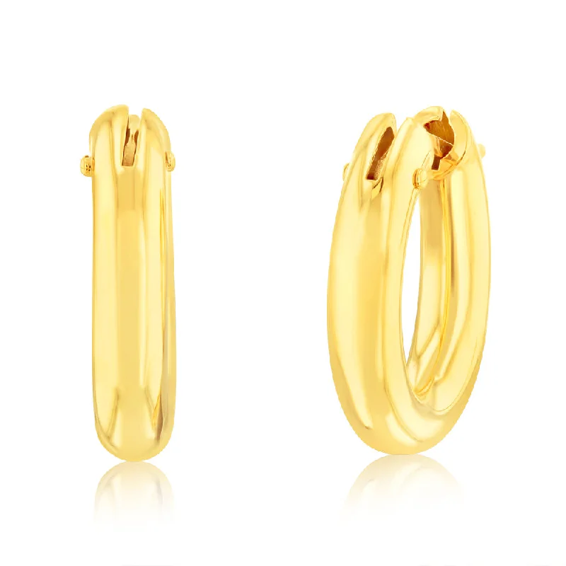 women’s elegant dangling earrings-9ct Yellow Gold Polished Tube Hoop Earrings