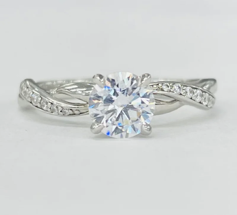 gorgeous platinum engagement rings-Romance - Simple Twist Diamond Setting