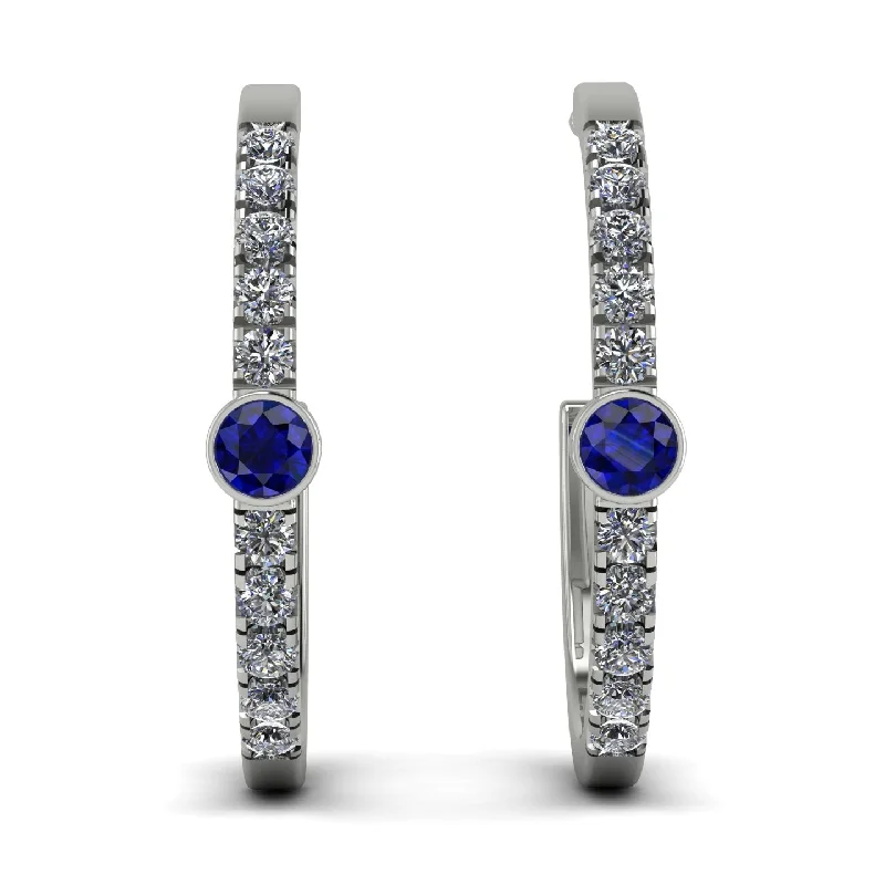 women’s handmade earrings-Hoop Sapphire Earrings Micro Pave - Ansley No. 15