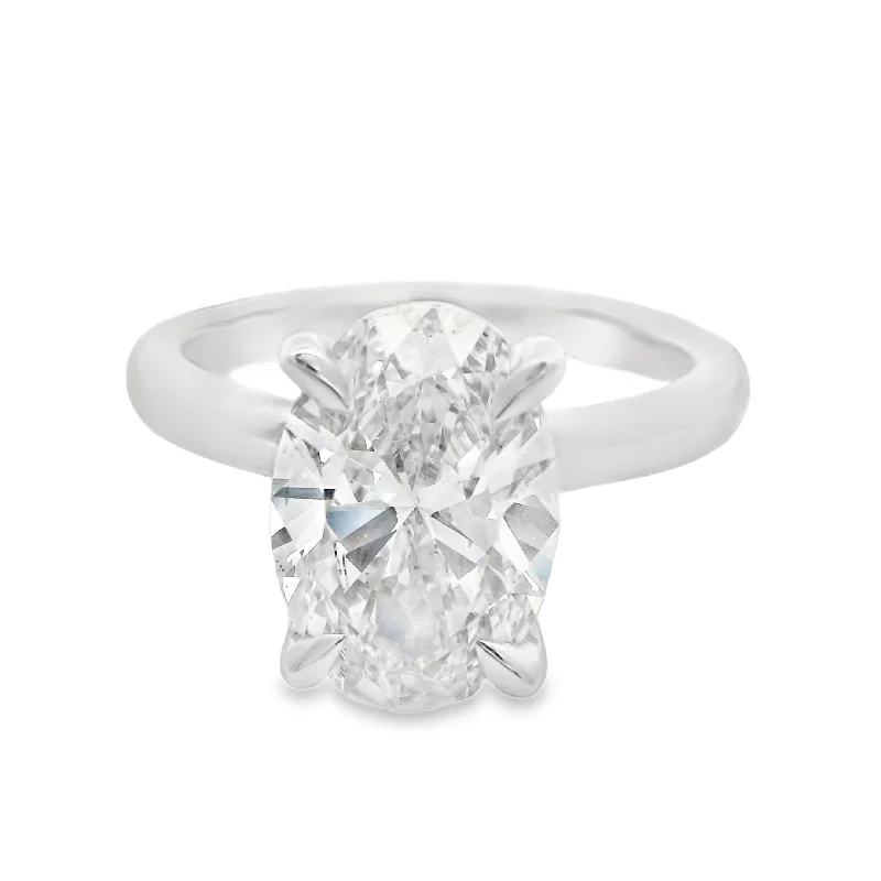 luxurious engagement rings with white diamonds-3CT Oval Solitare Enagement Ring - Lab grown