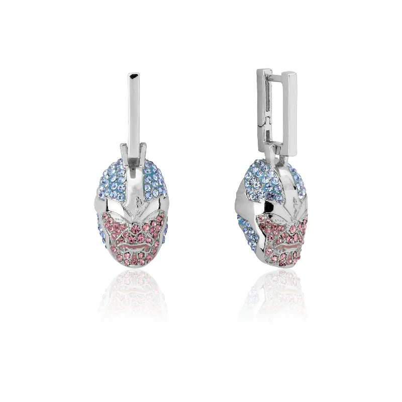 women’s customized earrings-Disney Stainless Steel 14ct White Gold Plated Thanos Crystal 36mm Drop Earrings