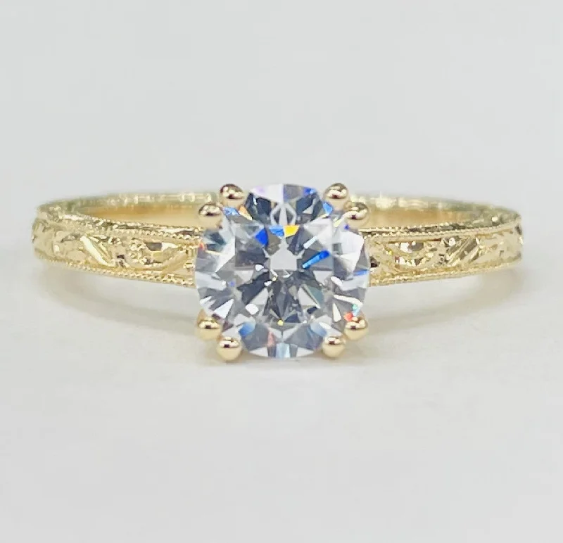 elegant rings with diamonds for engagements-Noam Carver - Vintage Inspired Hidden Halo Solitare Setting