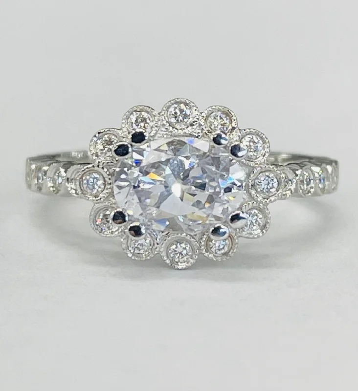 custom engagement rings-Noam Carver - East West Oval Halo Diamond Setting