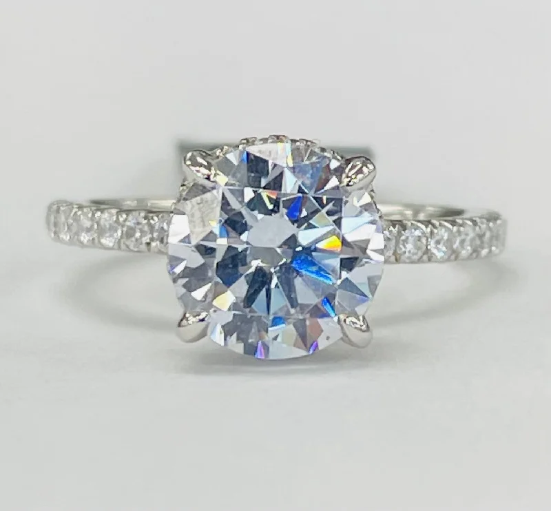 affordable engagement rings with sapphires-Noam Carver - Premium Hidden Halo Accented Diamond Setting