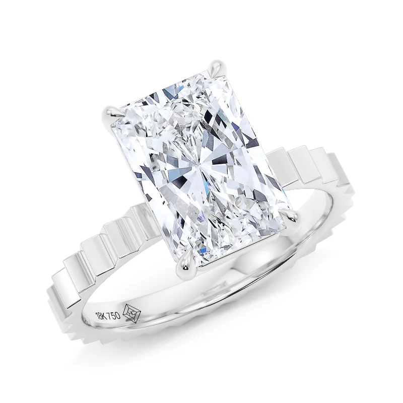 elegant wedding engagement rings-Radiant Cut Diamond Fluted Ring