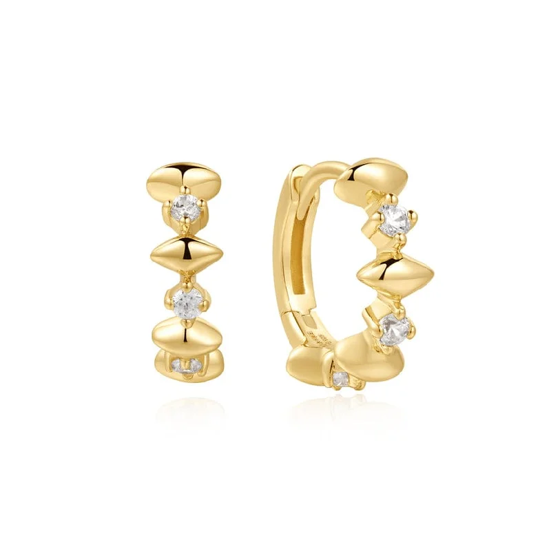 women’s simple diamond stud earrings-Gold Sparkle Huggie Earrings