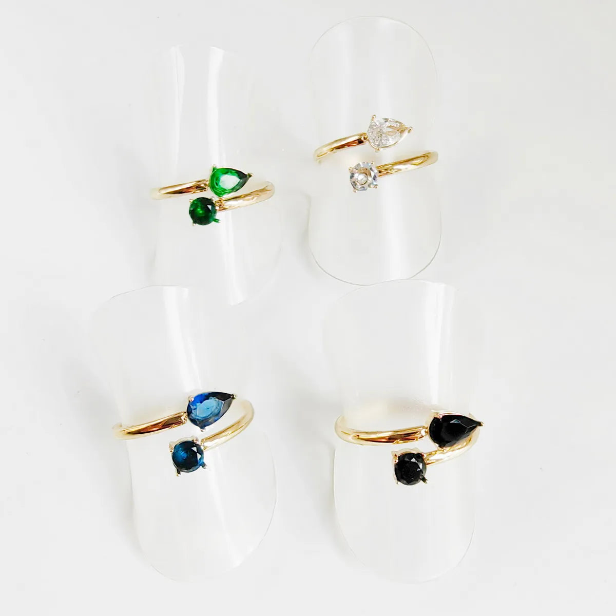 women’s rings with zircon gemstones-Simple Style Geometric Titanium Steel Zircon 14k Gold Plated Open Rings