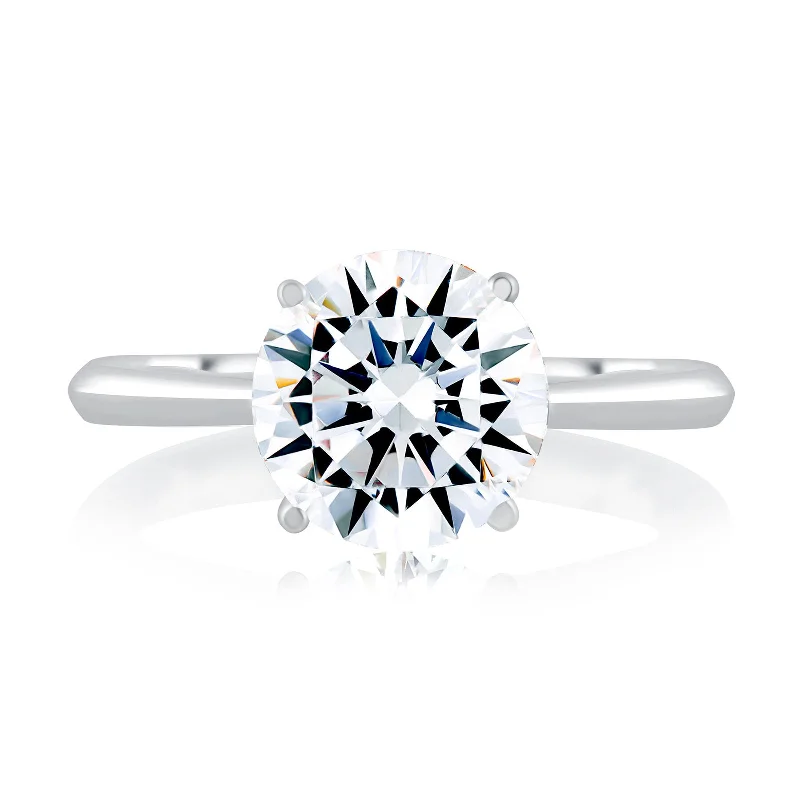 stunning vintage-inspired diamond engagement rings-Diamond Semi Mount Ring | 14k White (2.00ct Head)