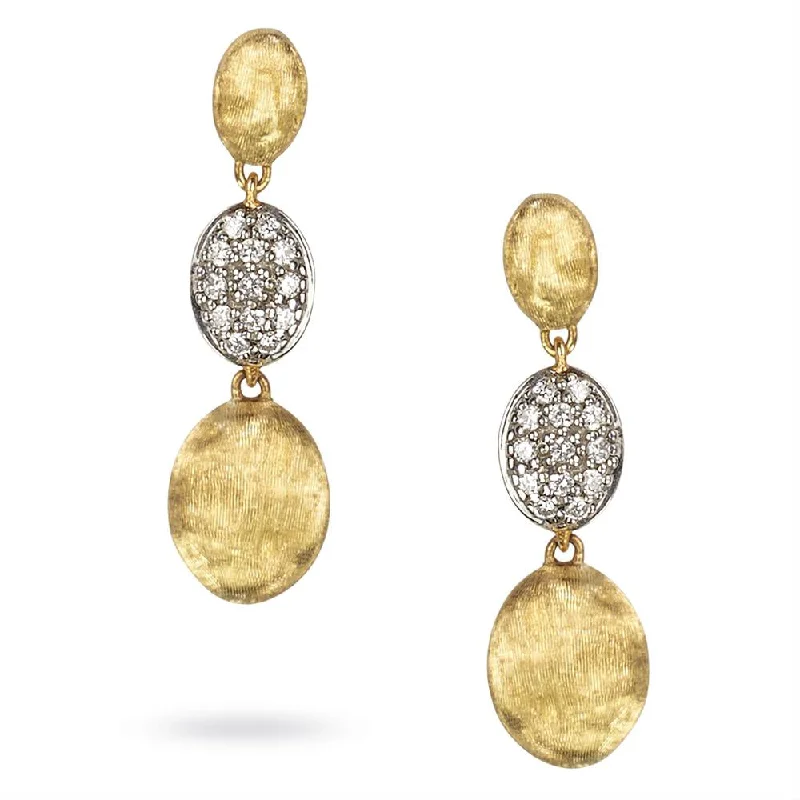 women’s classic drop earrings-Marco Bicego Siviglia Triple Drop Diamond Earrings 18K Yellow Gold OB1234-B