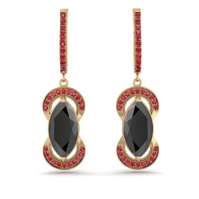 women’s vintage gemstone earrings-Marquise Vintage Black Diamond Earrings - Marley No. 52