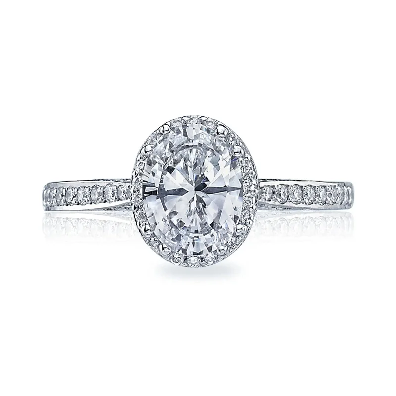 affordable gold engagement rings for brides-Oval Bloom Semi Mount Ring