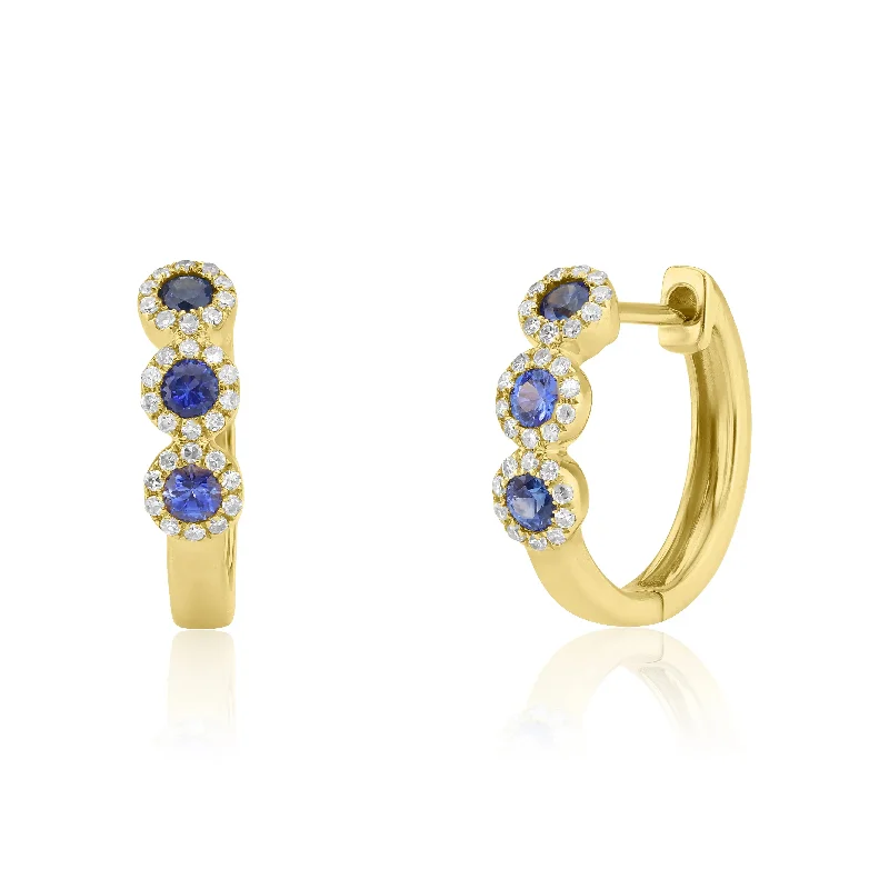 women’s designer diamond earrings-Sapphire & Diamond Halo Earrings