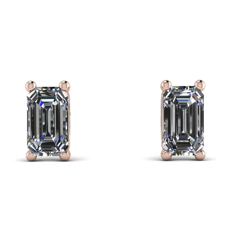 women’s small diamond earrings-Hidden Diamonds Emerald Cut Diamond Earrings - Angel No. 62