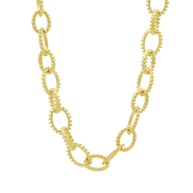 women’s geometric design necklaces-Textured Heavy Link Toggle Necklace