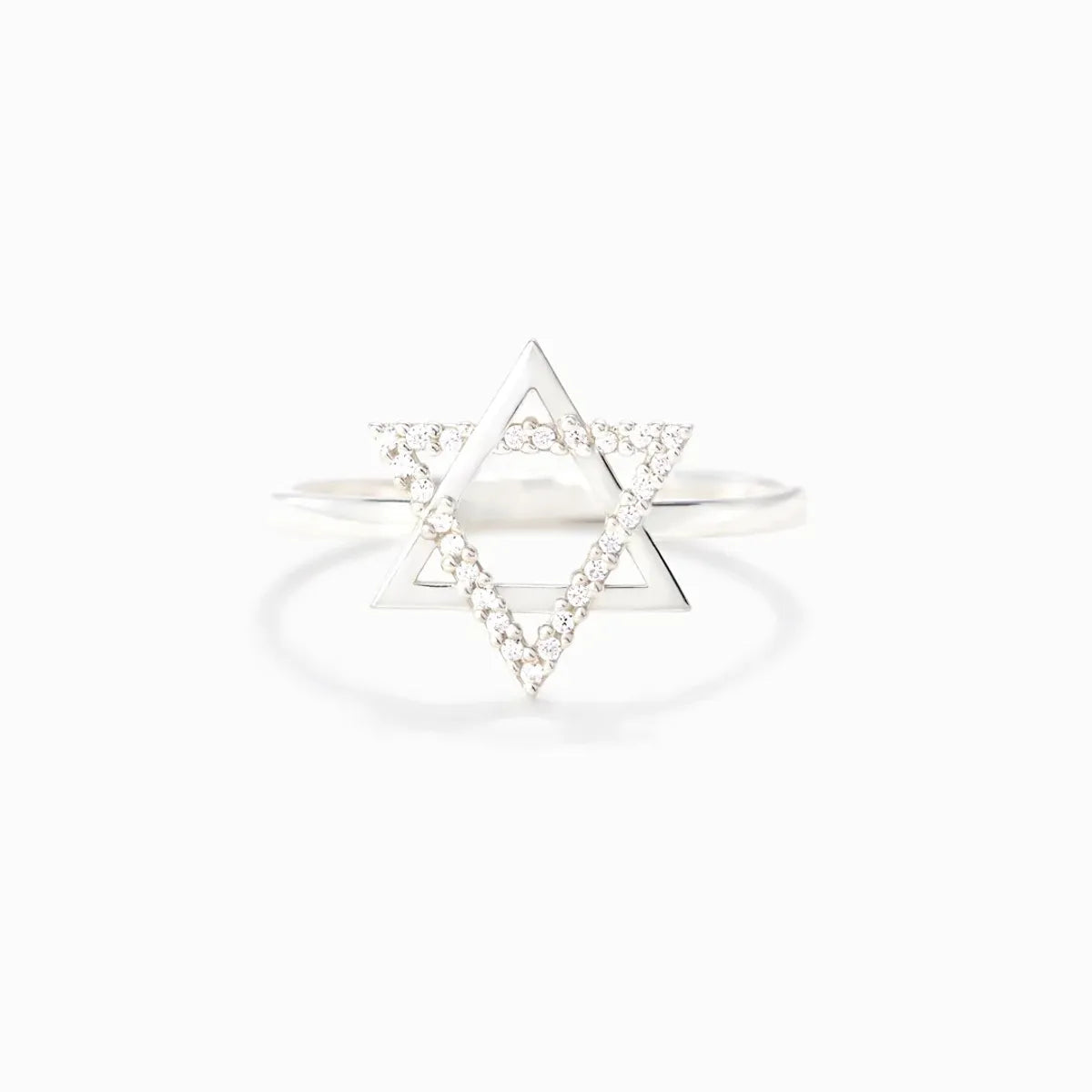 women’s sapphire rings with side stones-Sterling Silver Simple Style Hexagram Geometric Plating Rings