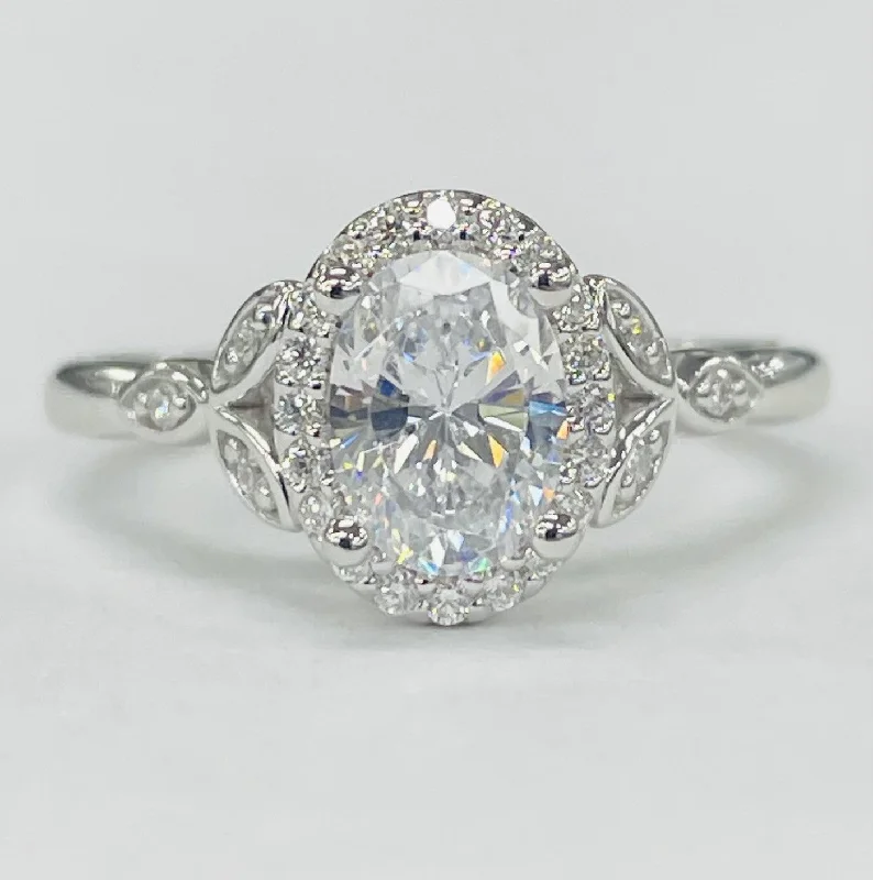 engagement rings with pave setting-ArtCarved - Floral Inspired Halo Diamond Setting