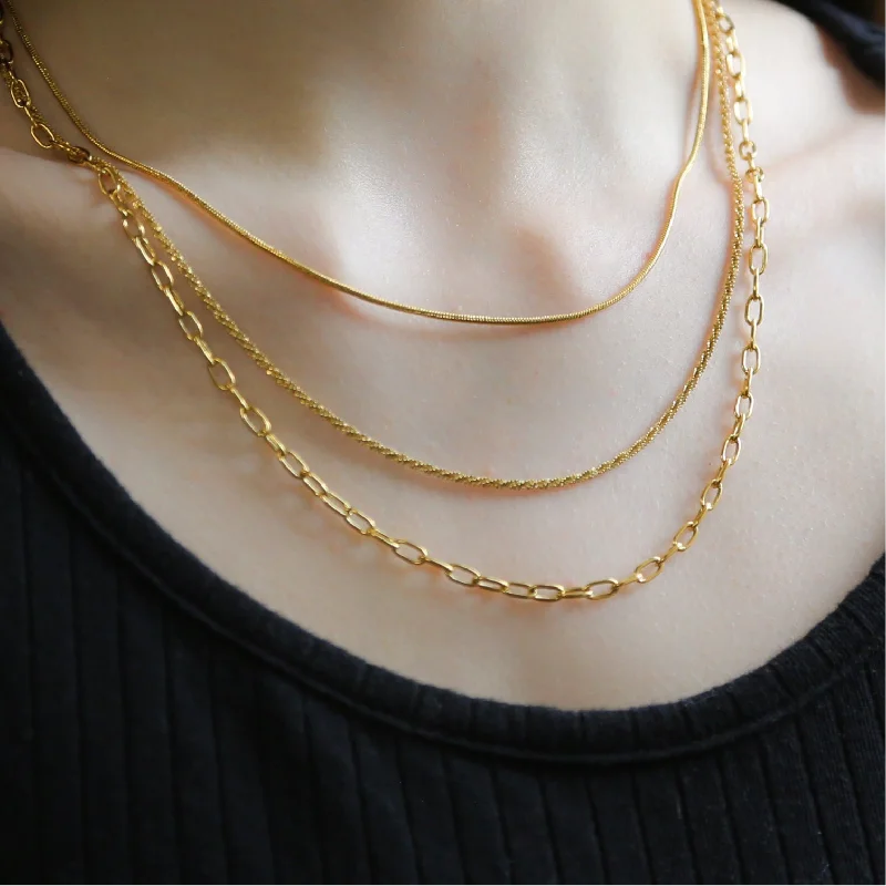 women’s geometric gold pendant necklaces-Harmony GOLD Necklace Minimalist Chain Layered Necklace set